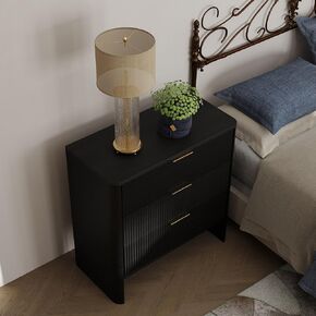 Nightstand with Drawers, Bedside Table Mid-Modern Side Table Large Capacity Storage Organizer for Bedroom, Living Room, Walnut in Kuwait