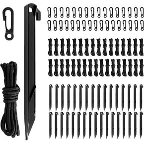 102 قطعة من أوتاد الخيمة والحبال، أوتاد بلاستيكية قابلة للنفخ على الأرض مع خطافات وحبال وإكسسوارات بديلة لخيام التخييم والفخاخ والشاطئ والحديقة الخارجية وديكورات العطلات in Kuwait