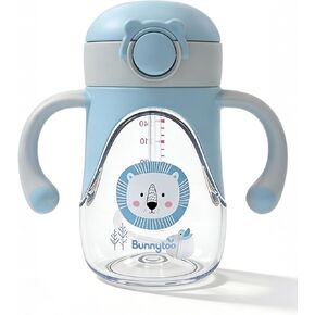 Bunnytoo Baby Sippy Cup with Weighted Straw for Infants 6-12 Months, 8oz Toddler Drinking with Handles, BPA-Free, Transition Trainer for 1+ Year Old (Blue) in Kuwait