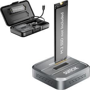 M.2 NVMe SATA SSD Reader with Protective Case 10Gbps Triple Cooling | M2 to USB C Adapter for External PCIE NGFF Drive, Tool-Free Dock Support 22110 2280 2260 2242 2230, Data Transfer & Recovery in Saudi Arabia