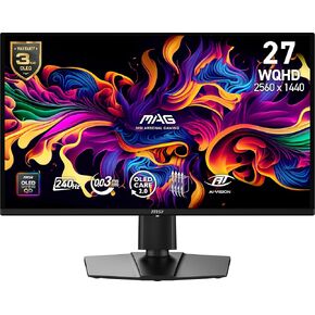 شاشة ألعاب msi MAG 274QP QD-OLED X24 مقاس 27 بوصة 2560 × 1440 (QHD)، 240 هرتز، مزامنة تكيفية، HDMI، منفذ DisplayPort، قابل للتركيب على VESA، إمالة، ارتفاع قابل للتعديل، مكبر صوت، 0.03 مللي ثانية، أسود in Kuwait