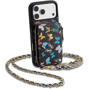 جراب محفظة ZVE لهاتف iPhone 17 Pro Max، غطاء هاتف بسحاب مع سلسلة معصم RFID لزهرة 6.9 بوصة in Kuwait