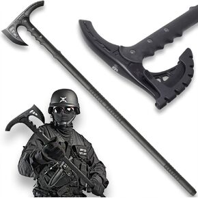 M48 Kommando Survival Axe Hiking Staff | Cast Stainless Steel Blade | Fiberglass Handle | Rubberized Blade Cover | Hiking and Camping | 37" Overall in Kuwait