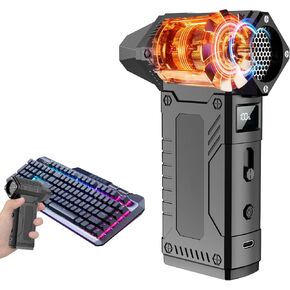 Compressed Air Duster,200,000RPM Turbo Jet Blower with LED Display,8-Gear Adjustable Mini Air Broom,Electric Air Duster for Keyboard,PC,Car and Home,Replace Compressed Air Can (Matte Black) in Kuwait