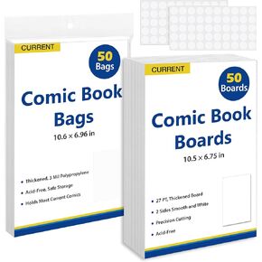 أكياس الكتب الهزلية واللوحات الحالية 200 أكمام كتاب هزلية و 200 لوحات الكتب المصورة ، وتخزين الكتب الهزلية الواضحة الخالية من الأحماض ، ولوحات دعم الكتب الهزلية 27 PT ، ولوحة دعم كوميدية سميكة ومغلفة in Kuwait