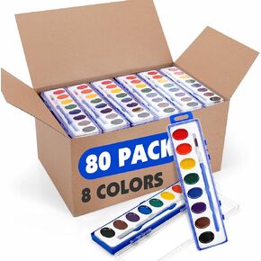 10 Pack Watercolor Paint Set,8 Colors Water Color Paint Set for kids with Paintbrush.Washable Watercolors Paint for Parties,Birthday Party Favor,valentines for kids,Classrooms and Teacher Supplies in Kuwait