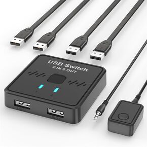 محول USB 2 في 2 لمشاركة لوحة المفاتيح والماوس بين جهازي كمبيوتر، جهاز الكل في واحد، طابعة، محول USB مع كابلين USB ووحدة تحكم خارجية in Kuwait