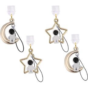 4 قطعة سحر المكونات الغبار مع قلادة سبيكة رائد الفضاء نوع-C منفذ USB مكافحة الغبار المقابس لطيف الهاتف سحر لمعظم هواتف محمولة من النوع C in Kuwait