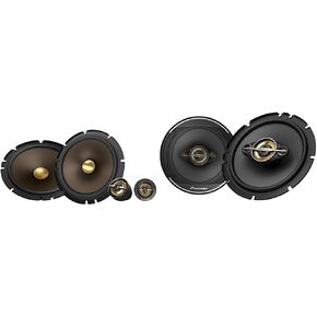 مجموعة مكبرات الصوت للسيارة PIONEER - مكبرات صوت مكونة من 6.5 بوصة ثنائية الاتجاه TS-A653CH باللون الذهبي ومكبرات صوت محورية سوداء مقاس 6.5 بوصة TS-A1681F in Kuwait