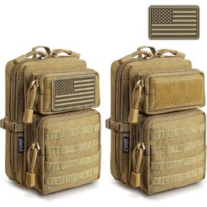 2 حزمة من ملحقات Molle التكتيكية EDC الحقيبة، حقيبة أدوات صغيرة، حامل هاتف المرافق IFAK لحزام الخدمة، حقيبة الظهر، سترة (تتضمن 2 رقعة علم الولايات المتحدة) in Kuwait