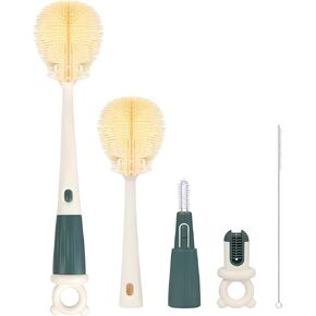 Long Handle Bottle Cleaning Brush Set, 4-in-1 Silicone Baby Bottle Cleaner Brush Kit, Multifunctional Water Bottles Washer for Travel, Baby Bottles, Breast Pump, Spout, Nipple & Straw in Saudi Arabia