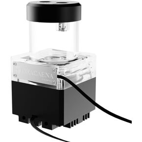 dracaena.io High Flow 650L/H PC Water Pump Combo with Colorful LED and 65ml 50mm (1.9in) Reservoir – 12W, 0.7A, 65mm x 65mm x 115mm (2.6 x 2.6 x 4.5in), Black in Saudi Arabia
