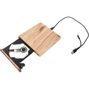 Housoutil Wood Grain USB 3.0 محرك أقراص DVD خارجي ناسخ أقراص DVD محرك أقراص محمول من النوع C لتوافق الكمبيوتر المحمول والكمبيوتر المكتبي in Kuwait