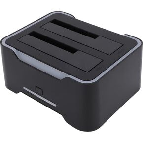 محطة إرساء محرك الأقراص الصلبة GOWENIC USB 3.0 إلى SATA Dual Bay، لمحرك الأقراص الصلبة SSD مقاس 2.5 بوصة/3.5 بوصة، مع ناسخ القرص الصلب / وظيفة شبيه، ضوء RGB، دعم 20 تيرابايت (قابس الولايات المتحدة) in Kuwait