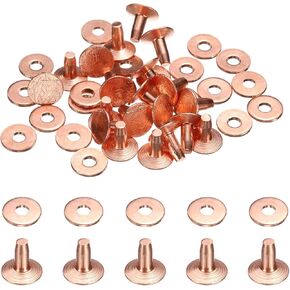 HARFINGTON 20 مجموعة من المسامير النحاسية وغسالات نتوءات 12 × 4 × 7 مم بلمسة نهائية مدملة من الجلد الصلب برشام تثبيت ترصيع للجلد DIY أحزمة يدوية ومحافظ الياقات، لون نحاسي in Kuwait