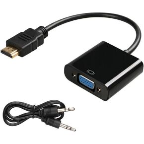 محول HDMI إلى VGA، محول HDMI ذكر إلى VGA أنثى أحادي الاتجاه، 1080 بكسل يدعم الصوت للفيديو بسلاسة متوافق مع أجهزة الكمبيوتر وأجهزة الكمبيوتر المكتبية وأجهزة الكمبيوتر المحمولة وأجهزة الكمبيوتر الشخصية والشاشات وأجهزة العرض والتلفزيون عالي الدقة in Kuwait