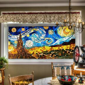 Mermaid Ocean Sunset Window Film 39.3x17.7 Inch Stained Glass Style Decorative Cover Static Cling Privacy for Living Room Bedroom Bathroom Office in Saudi Arabia