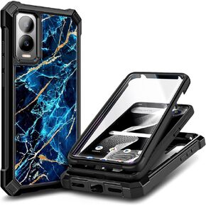 for Cricket Icon 6 Case (SL219C), AT&T Verge (SL219A) with [Built-in Screen Protector] 9FT Military Grade Drop Tested, Full-Body Protective Shockproof Bumper Cover (Glitter Pink/Aqua) in Kuwait