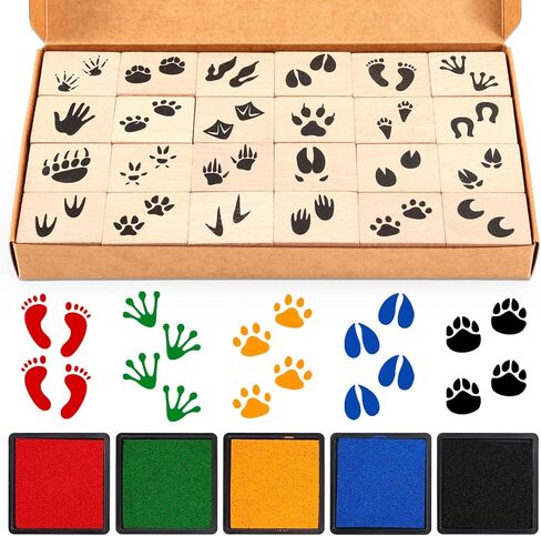 Whaline 24 PCS Cartoon Animal Wooden Rubber Rubber Rubber With 5 Colors Craft Palcs Crite Cartoon Pattern Diy Craft Craft For Party Decord Scrapbooking Making in Saudi Arabia