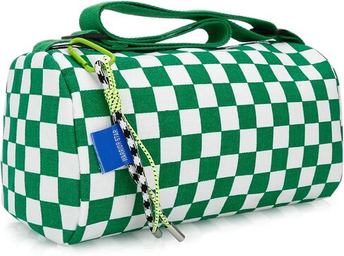DOB SECHS Checkered Bum Bag Crossbody Handbag for Girls Women Nylon Crossbody BAG Large Capacity Checkered Shell BAG Unisex Fanny Pack, Beige in Saudi Arabia