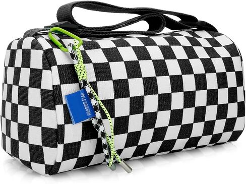 DOB SECHS Checkered Bum Bag Crossbody Handbag for Girls Women Nylon Crossbody BAG Large Capacity Checkered Shell BAG Unisex Fanny Pack, Beige in Saudi Arabia