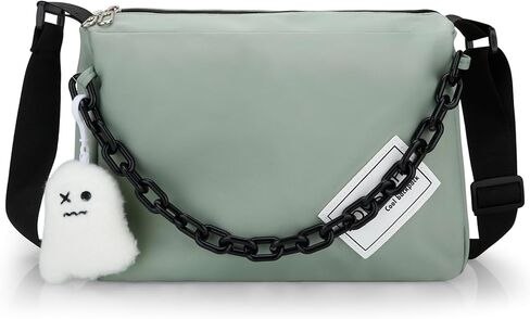 DOB SECHS Checkered Bum Bag Crossbody Handbag for Girls Women Nylon Crossbody BAG Large Capacity Checkered Shell BAG Unisex Fanny Pack, Beige in Saudi Arabia