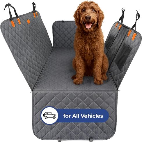 Ruff & Stuff Dog Car Seat غطاء أسفل القاع للمقعد الخلفي يصل إلى 170 رطلاً | مقاوم للخدش مقاوم للماء | ملاءمة عالمية لجميع المركبات (أسود) in Saudi Arabia