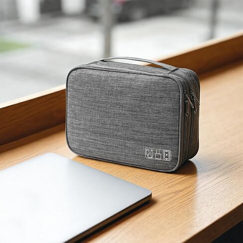 3-Layer High Capacity Electronics Organizer Case - Waterproof Travel Tech Storage Bag for Pad Mini, Cables, Chargers, and Hard Drives - Portable Handle Pouch in Saudi Arabia
