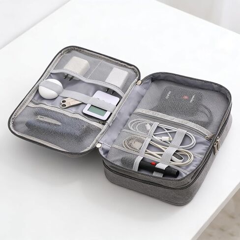 3-Layer High Capacity Electronics Organizer Case - Waterproof Travel Tech Storage Bag for Pad Mini, Cables, Chargers, and Hard Drives - Portable Handle Pouch in Saudi Arabia