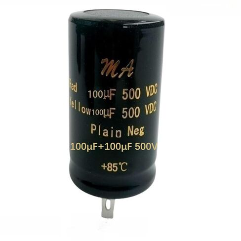 1 × 500 فولت مُكثَّف كهربائيًا عالي الجهد 100μF + 100μF لمكبرات صوت الجيتار/Hi-Fi 34 × 80 مللي متر مُكثَّف كهربائيًا مزدوج الصوت. in Saudi Arabia
