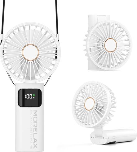 مروحة صغيرة محمولة من موريلاكس، مراوح شخصية قابلة لإعادة الشحن عبر USB بقدرة 4000 مللي أمبير في الساعة، 90 قابلة للتعديل، 6 سرعات رياح قوية، تصميم جيب مروحة محمولة 5 في 1 مروحة طاولة تبريد للمكتب والمدرسة والسفر في الهواء الطلق، أبيض in Kuwait