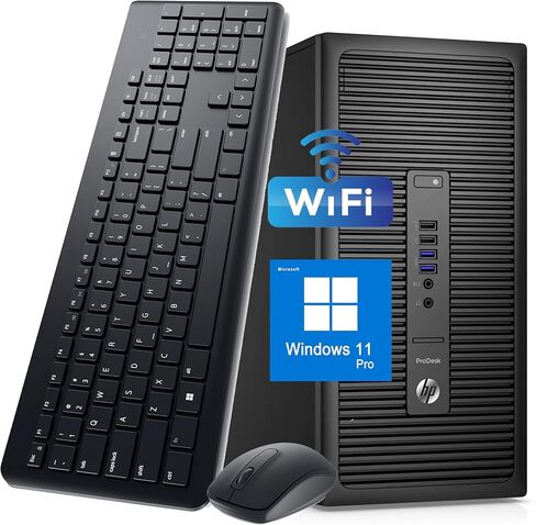 كمبيوتر مكتبي HP ProDesk 600 G2 Tower Win 11، Intel Core i5-6500، ذاكرة الوصول العشوائي 8 جيجابايت، 256 جيجابايت SSD، RJ-45، لوحة مفاتيح وماوس، كمبيوتر MT (متجدد) in Kuwait