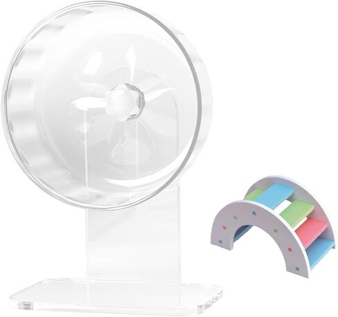 عجلة الهامستر ، عجلة تمرين صامتة الجري مع موقف قابل للتعديل للهامستر غينيا خنزير جيربيل القنفذ القنفذ الصغير للحيوانات (واضح ، 6.9 بوصة) in Kuwait