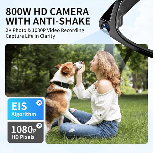 AI Translation Smart Glasses with 800W Camera, ENC Noise Cancelling Bluetooth 5.0, Real-Time Multilingual Translation (25 Languages), ChatGPT Compatible for Travel & Business (Black) in Saudi Arabia