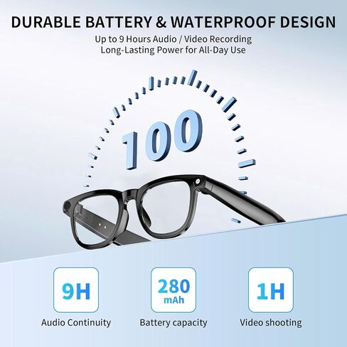 AI Translation Smart Glasses with 800W Camera, ENC Noise Cancelling Bluetooth 5.0, Real-Time Multilingual Translation (25 Languages), ChatGPT Compatible for Travel & Business (Black) in Saudi Arabia