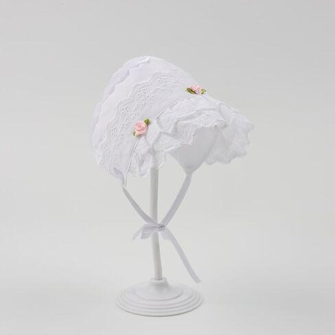 HOOLCHEAN Baby Girls 100% Cotton Bonnet Infant Soft Double Layer Sun Hat Lace Embroidery Floral Cap with Chin Strap in Saudi Arabia