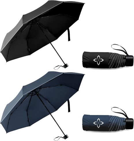 Small Compact Travel Umbrella - Pocket-Sized Portable for Purse & Backpack, Windproof Rain Sun Protection, Manual Open Close No Rebound, Reflective Night Safety for Men Women Kids Seniors in Saudi Arabia