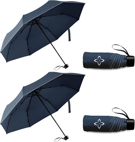 Small Compact Travel Umbrella - Pocket-Sized Portable for Purse & Backpack, Windproof Rain Sun Protection, Manual Open Close No Rebound, Reflective Night Safety for Men Women Kids Seniors in Saudi Arabia