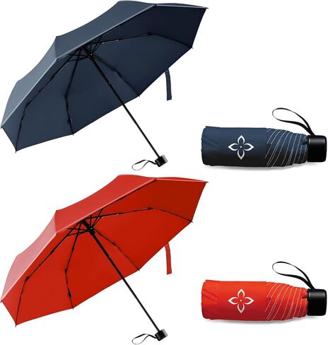 Small Compact Travel Umbrella - Pocket-Sized Portable for Purse & Backpack, Windproof Rain Sun Protection, Manual Open Close No Rebound, Reflective Night Safety for Men Women Kids Seniors in Saudi Arabia