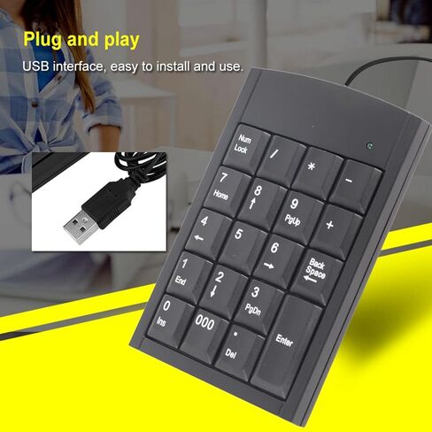 لوحة مفاتيح رقمية USB، لوحة مفاتيح رقمية صغيرة محمولة للكمبيوتر المحمول، تصميم نحيف للغاية، سهل الحمل، مناسب لجميع أنواع أجهزة الكمبيوتر المحمول، المكتب (USB) in Kuwait