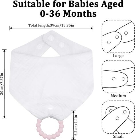 Organic Cotton Baby Drool Bibs 4-Pack with 2 Round Teething Toys for for 0-24 Months Super Absorbent Drool Protection in Saudi Arabia