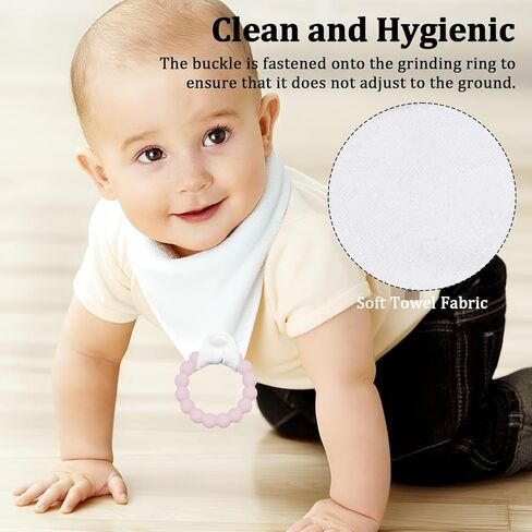 Organic Cotton Baby Drool Bibs 4-Pack with 2 Round Teething Toys for for 0-24 Months Super Absorbent Drool Protection in Saudi Arabia