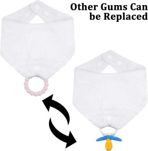 Organic Cotton Baby Drool Bibs 4-Pack with 2 Round Teething Toys for for 0-24 Months Super Absorbent Drool Protection in Saudi Arabia