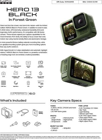 GoPro Limited Edition HERO13 Black in Forest Green - كاميرا الحركة المقاومة للماء مع فيديو 5.3K60، صورة بدقة 27 ميجابكسل (أخضر الغابة) in Saudi Arabia