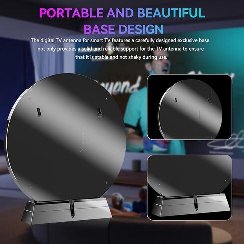 هوائي تلفزيون 2026 داخلي، هوائي رقمي يزيد عن 3600 ميل للتلفزيون الذكي الداخلي والخارجي، هوائي HDTV للقنوات المحلية مع معزز إشارة مضخم يدعم استقبال 360 درجة 4K 8K 1080P-38ft كابلات in Kuwait