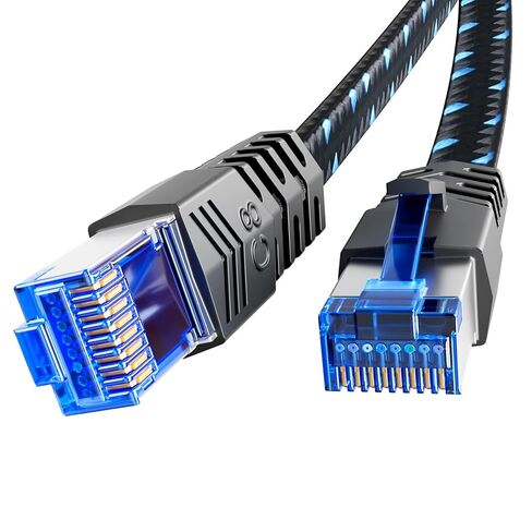 CAT8 Ethernet Cable 0,5m 1m 2m 3m - High Speed Shielded Flat Internet Cable, Braided Weatherproof S/FTP UV Resistant for Router/Gaming/Modem in Saudi Arabia