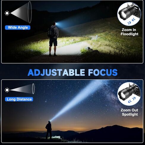 Rechargeable Headlamp High Lumen, 3000L Super Bright Head Lamp, 90° Rotatable Head Lights for Forehead, Adjustable Focus Headlight Flashlight, 4Modes LED Headlamps for Adults Hardhat Camping (2Pack) in Saudi Arabia