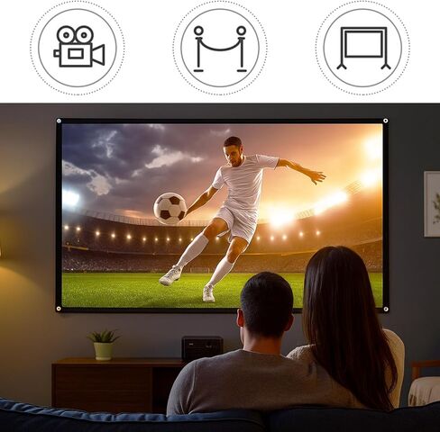 4K HD Projection Screen, Lightweight Foldable Soft Projector Screen for Indoor Home Theater/Outdoor Movie Night, 60 Inch 16:9, Easy Installation in Saudi Arabia
