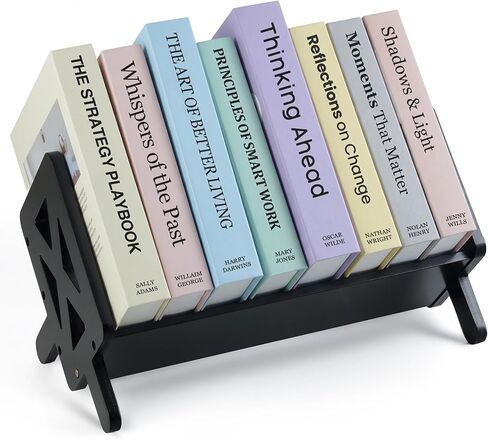 رف كتب سطح المكتب من الخيزران من Bunkal - منظم رف كتب على سطح الطاولة مائل لكتب الطبخ والأقراص المضغوطة والمجلات والمحمولة وحامل كتب صغير للمنزل أو النوم أو المكتب، 15.75 بوصة × 8.86 بوصة × 9.17 بوصة in Kuwait