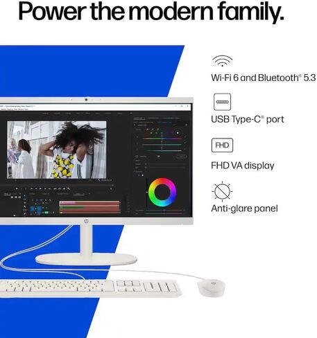 كمبيوتر مكتبي HP 2025 مقاس 21.5 بوصة FHD الكل في واحد، معالج Intel 4-Core N100، ذاكرة الوصول العشوائي DDR5 سعة 8 جيجابايت، تخزين 128 جيجابايت، مساعد الطيار AI، Wi-Fi 6، RJ-45، Windows 11 في وضع S، لوحة مفاتيح وماوس متضمن، مع كابل HDMI in Kuwait